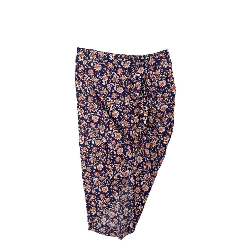 Veronica Beard Hazel Ruched Midi Draped Skirt Floral Preppy Print Purple 4